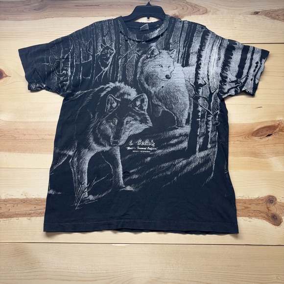 Cabela's Other - Vintage Cabela's Wolf Shirt Mens‎ XL Black Wilderness Animal Graphic Tee 90s USA